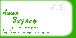 anna buzasy business card